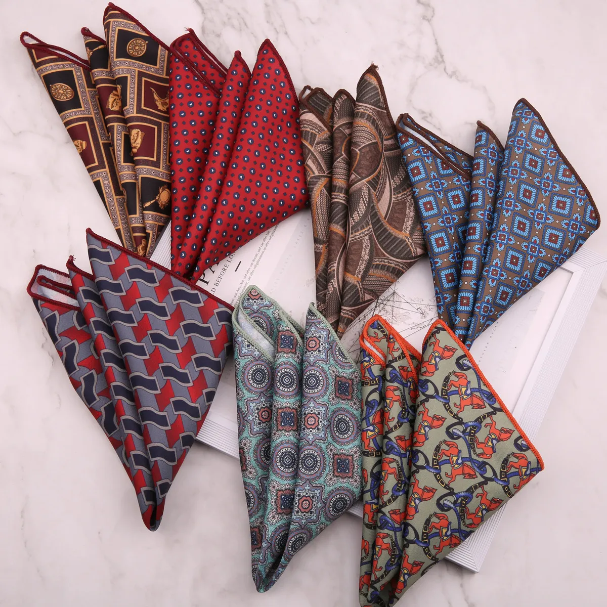 Men Fashion Digital Printing Geometry Suit Pocket Square