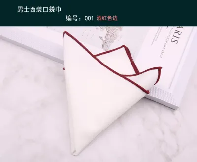 Men Fashion Solid Color Trimmed Cotton Pocket Square