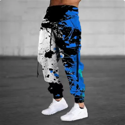 Men Fashion Casual 3D Print Jogger Pants Slim Fit