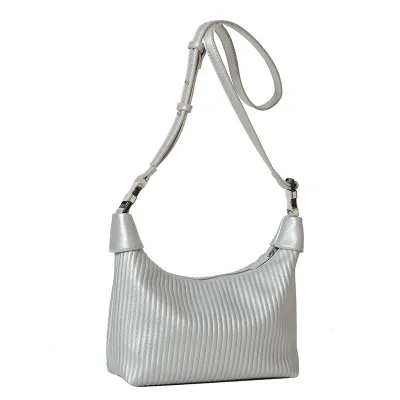 Summer Women Solid Color Stripe PU Handle Shoulder Bag