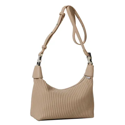 Summer Women Solid Color Stripe PU Handle Shoulder Bag