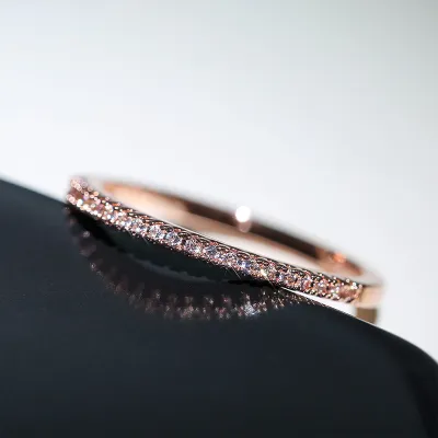 Women Fashion Single Row Diamond Geometry Ring
