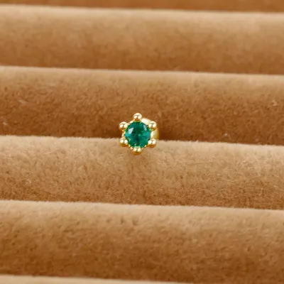 Women Simple Geometric Daisy Flower Green Zircon Earrings