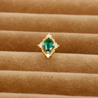 Women Simple Geometric Daisy Flower Green Zircon Earrings