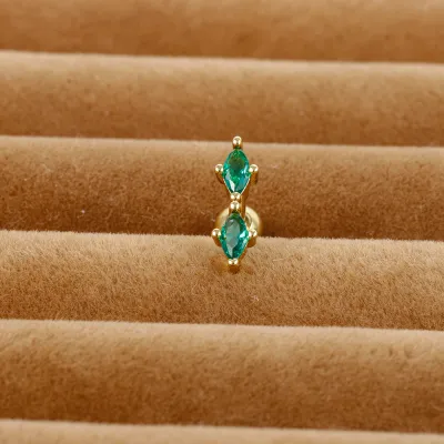 Women Simple Geometric Daisy Flower Green Zircon Earrings