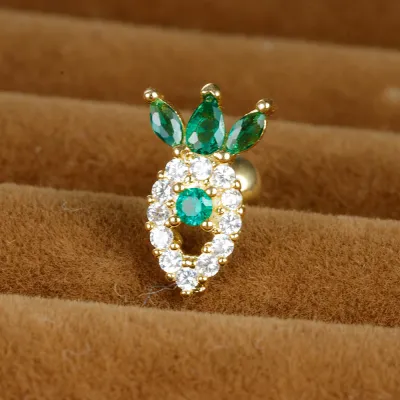 Women Simple Geometric Daisy Flower Green Zircon Earrings