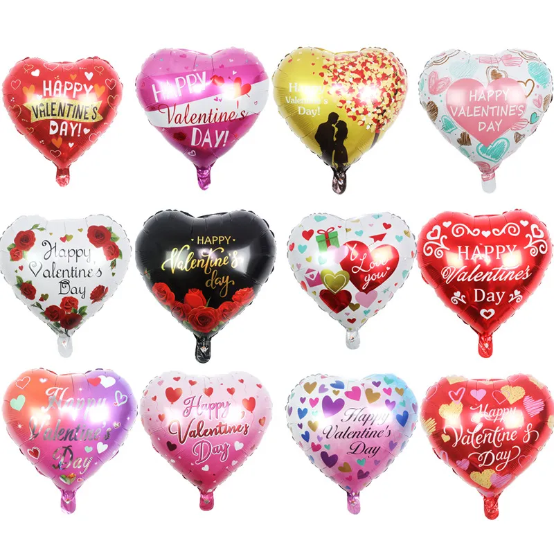 Valentine Day Party 18 Inch Love Heart Shaped Aluminum Film Balloon Decoration