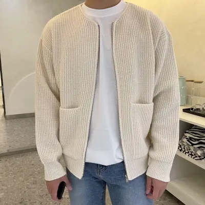 Men Fashion Casual Solid Color Plus Size Long Sleeve Cardigan Knitted Coat