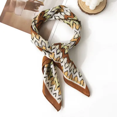Women Fashion Simple Floral Printed Square Chiffon Scarf