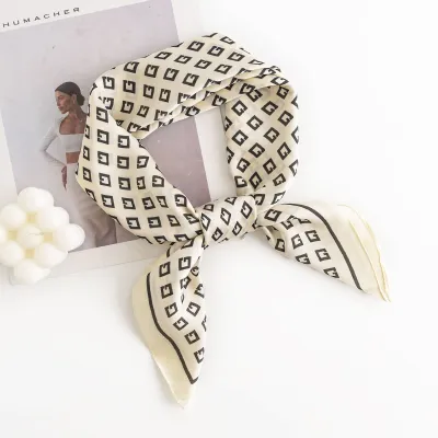Women Fashion Simple Floral Printed Square Chiffon Scarf