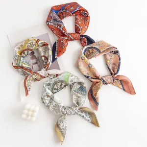 Women Fashion Simple Floral Printed Square Chiffon Scarf