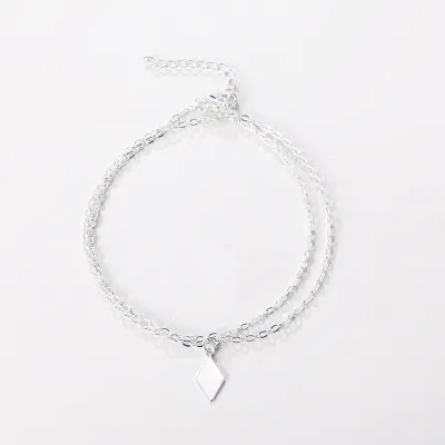 Women Fashion Simple Diamond Piece Double Anklet