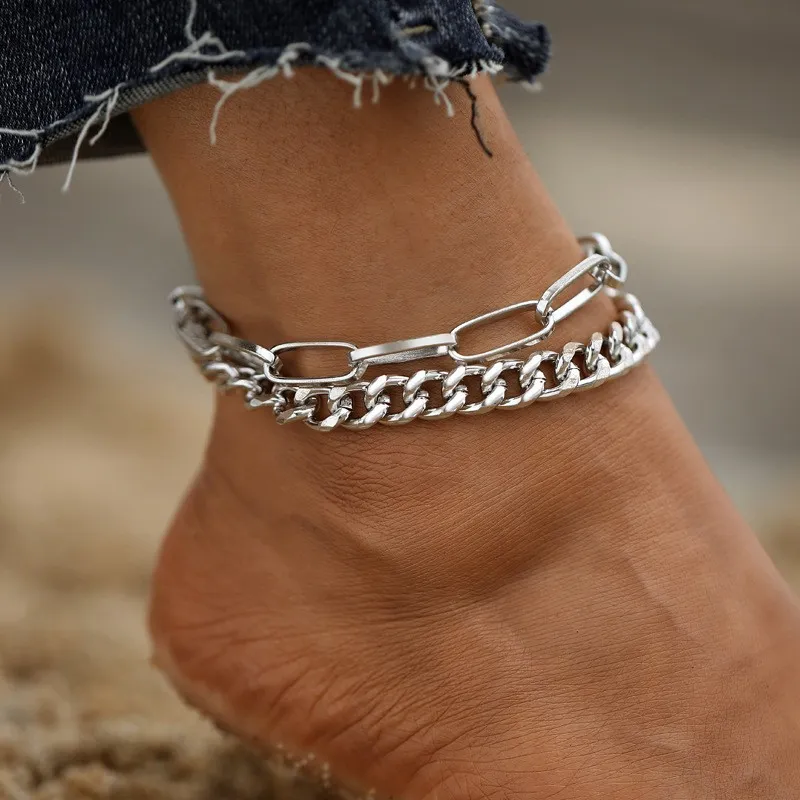 Women Simple Thick Geometric Chain Anklet