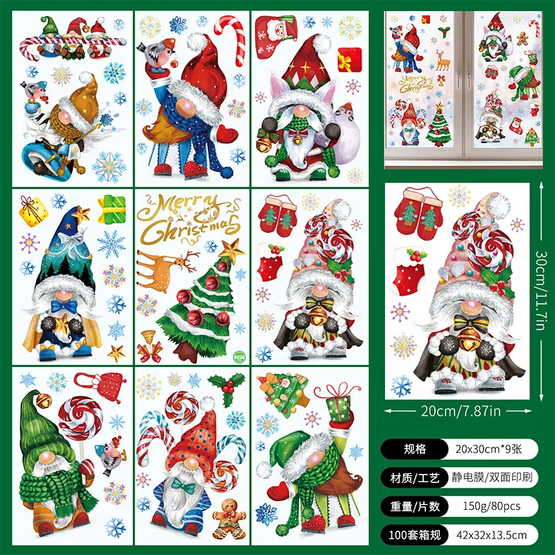 Wholesale 2025 Christmas Snowflake Elk Electrostatic Window Stickers