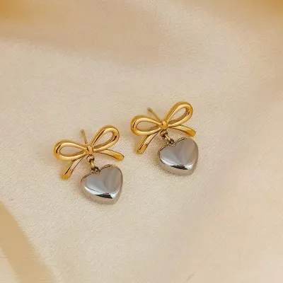 Chic Women Heart Love Pendant Earrings Retro Alloy Drop Earrings