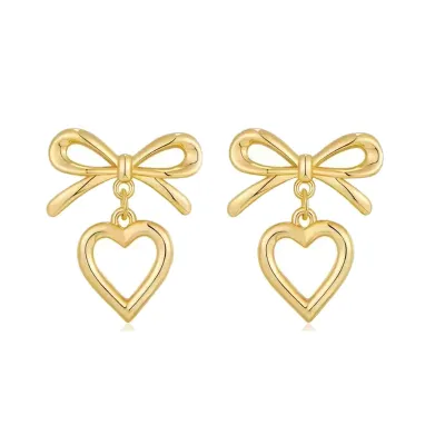 Chic Women Heart Love Pendant Earrings Retro Alloy Drop Earrings