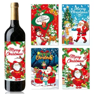 Festive Christmas Wine Bottle Decorative Sticker for Party Supplies