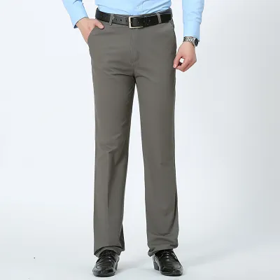 Men Casual Business Basic Solid Color Plus Size Straight Pants