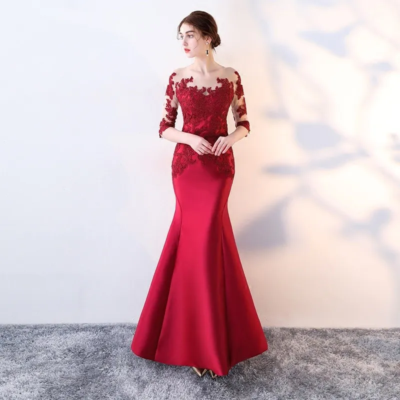 Women Elegant Deep V-Neck Party Evening Dress