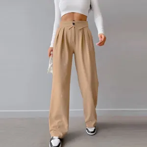 Women High Waist Straight Leg Casual Pants