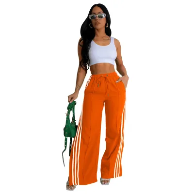Women Casual Solid Color Split Wide Leg Pants