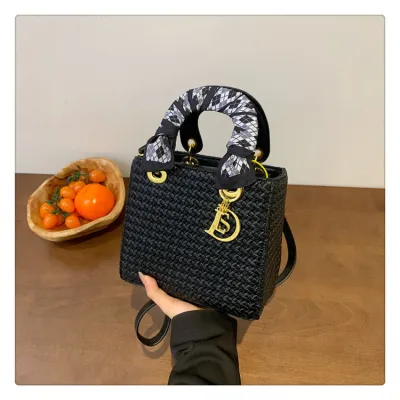 Fashion Creative Silk Scarf Square PU Handbag Daffy Bag Medium