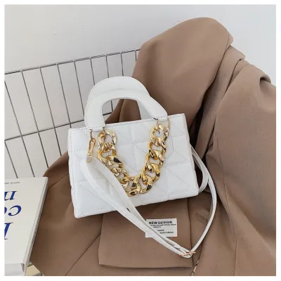 Fashion Solid Color Chain Square Handbag PU Small Square Bag