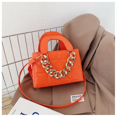 Fashion Solid Color Chain Square Handbag PU Small Square Bag