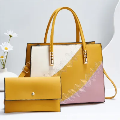 Conjuntos de bolsos de gran capacidad con contraste de moda para mujer
