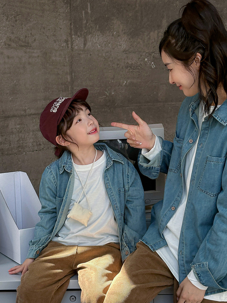 Wholesale Simple Fashion Lapel Long Sleeve Parent-Child