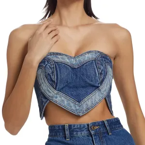 Women Fashion Sexy Denim Top