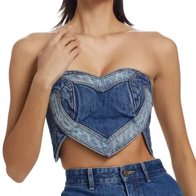 Women Fashion Sexy Denim Top