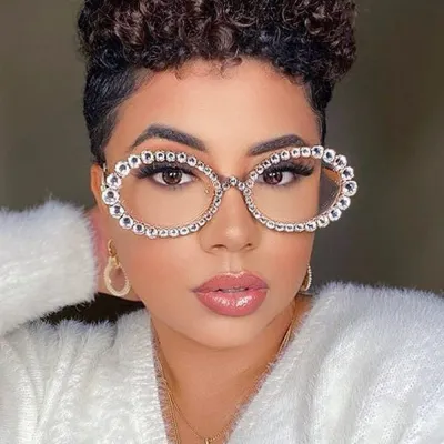 Women Fashion Rhinestone Round Sunglasses Frame