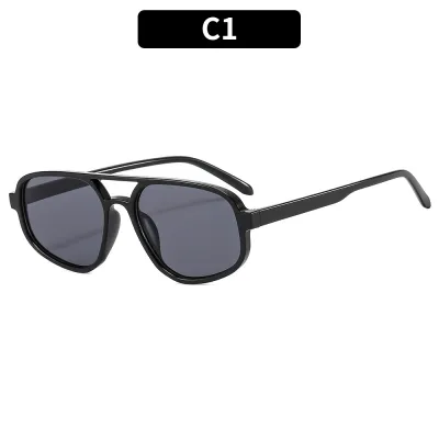 Women Fashion Double Beam Irregular Oval Sunglasses