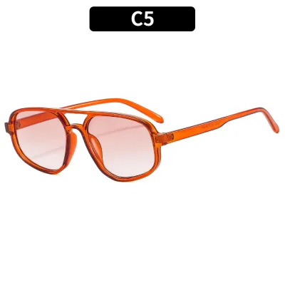 Women Fashion Double Beam Irregular Oval Sunglasses