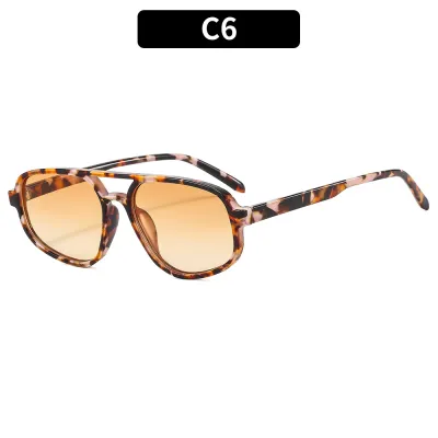 Women Fashion Double Beam Irregular Oval Sunglasses