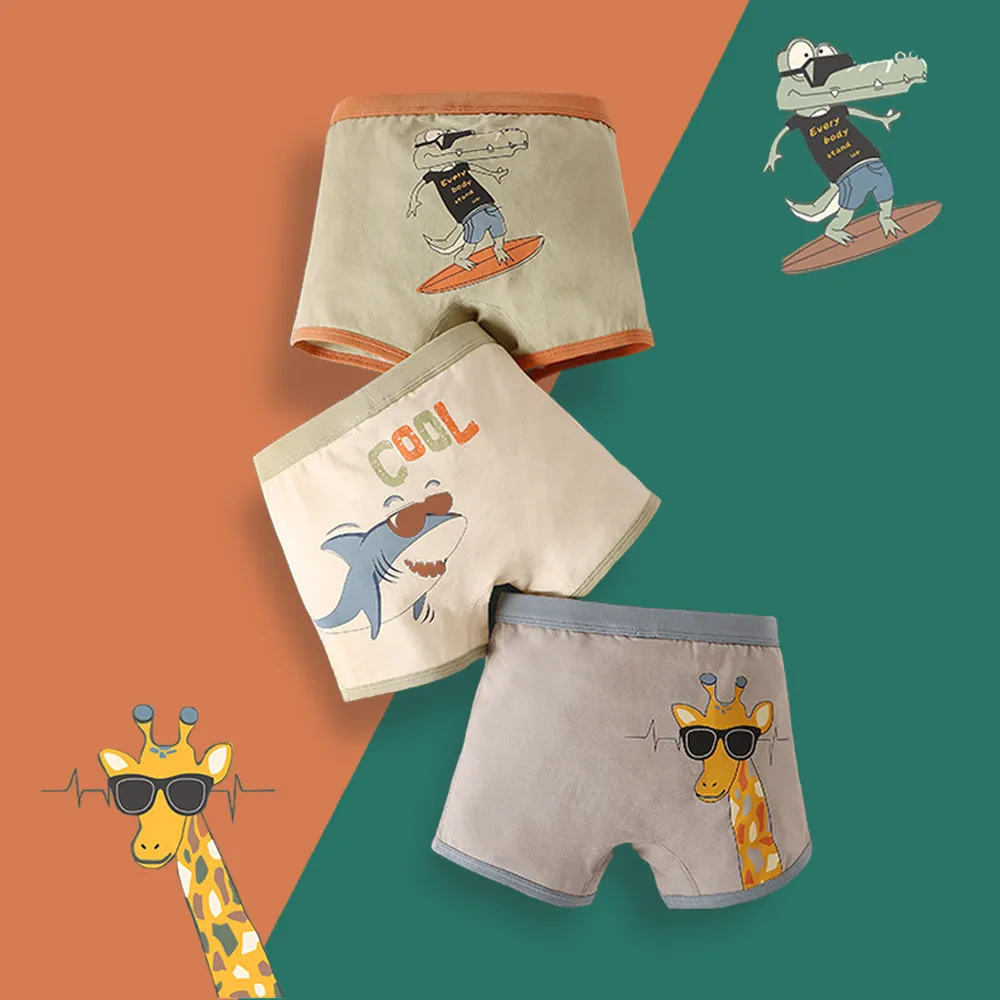 Kids Toddler Boys Cute Cartoon Print Cotton Underwear Boxer Pajama Sets