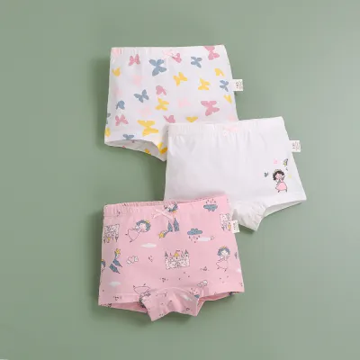 Kids Toddler Girls Cute Cartoon Print Underwear Boxer Pajama Pants Sets 95% Cotton