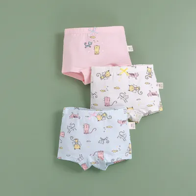 Kids Toddler Girls Cute Cartoon Print Underwear Boxer Pajama Pants Sets 95% Cotton