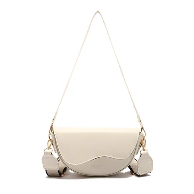 Vintage Solid Flap PU Saddle Shoulder Bag with Single Strap