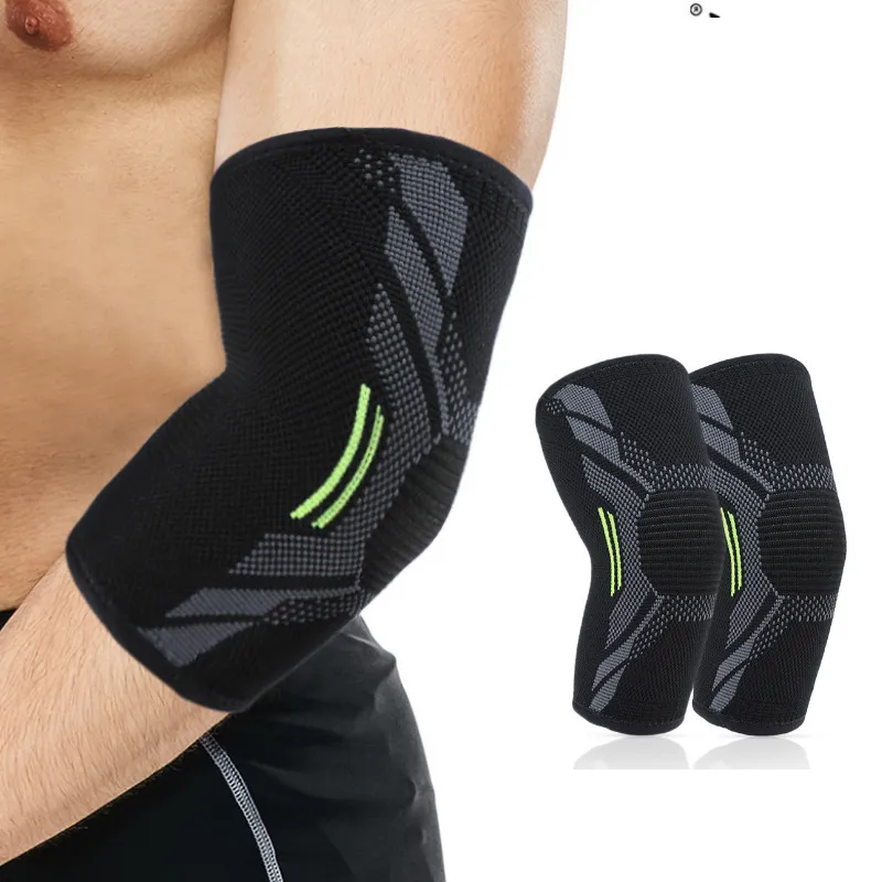 Sports Knitted Pressurized Elbow Protector - Nylon, Adjustable Support for Gym and Home Fitness