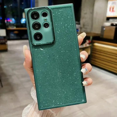 Samsung S25 Gradient Glitter Photo Frame Mirror Soft TPU Phone Case