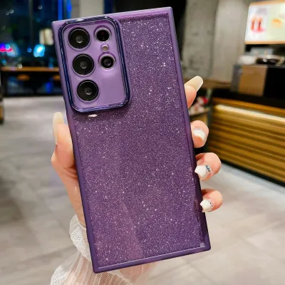 Samsung S25 Gradient Glitter Photo Frame Mirror Soft TPU Phone Case