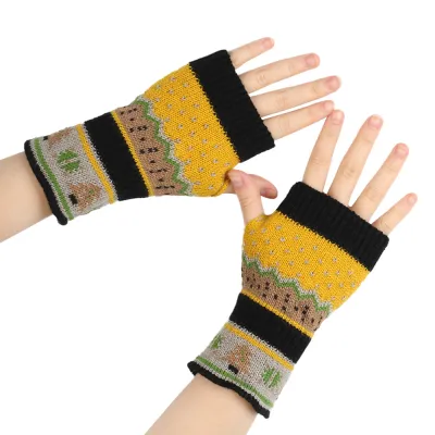 Autumn Winter Christmas Tree Half Finger Gloves Acrylic