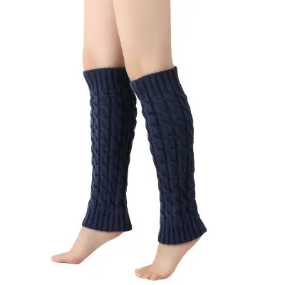 Calentadores de pierna de punto trenzado para otoño e invierno, unisex, color sólido, casual