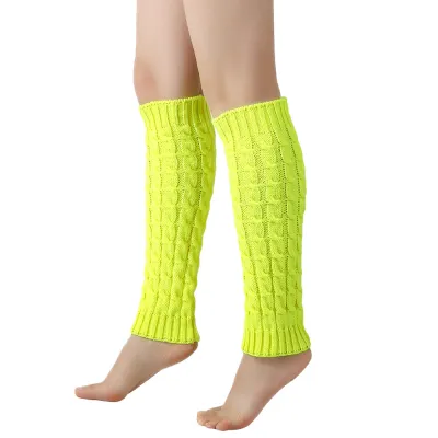 Calentadores de pierna de punto trenzado para otoño e invierno, unisex, color sólido, casual