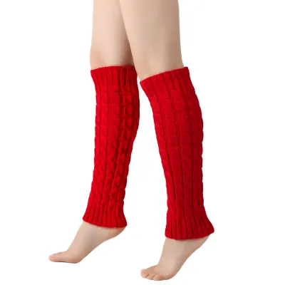 Calentadores de pierna de punto trenzado para otoño e invierno, unisex, color sólido, casual