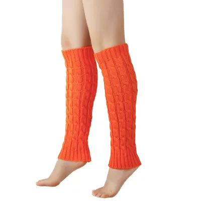 Calentadores de pierna de punto trenzado para otoño e invierno, unisex, color sólido, casual