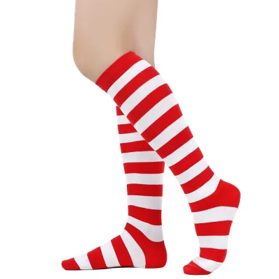 Stripe Christmas Stocking Knee Length Socks for Women
