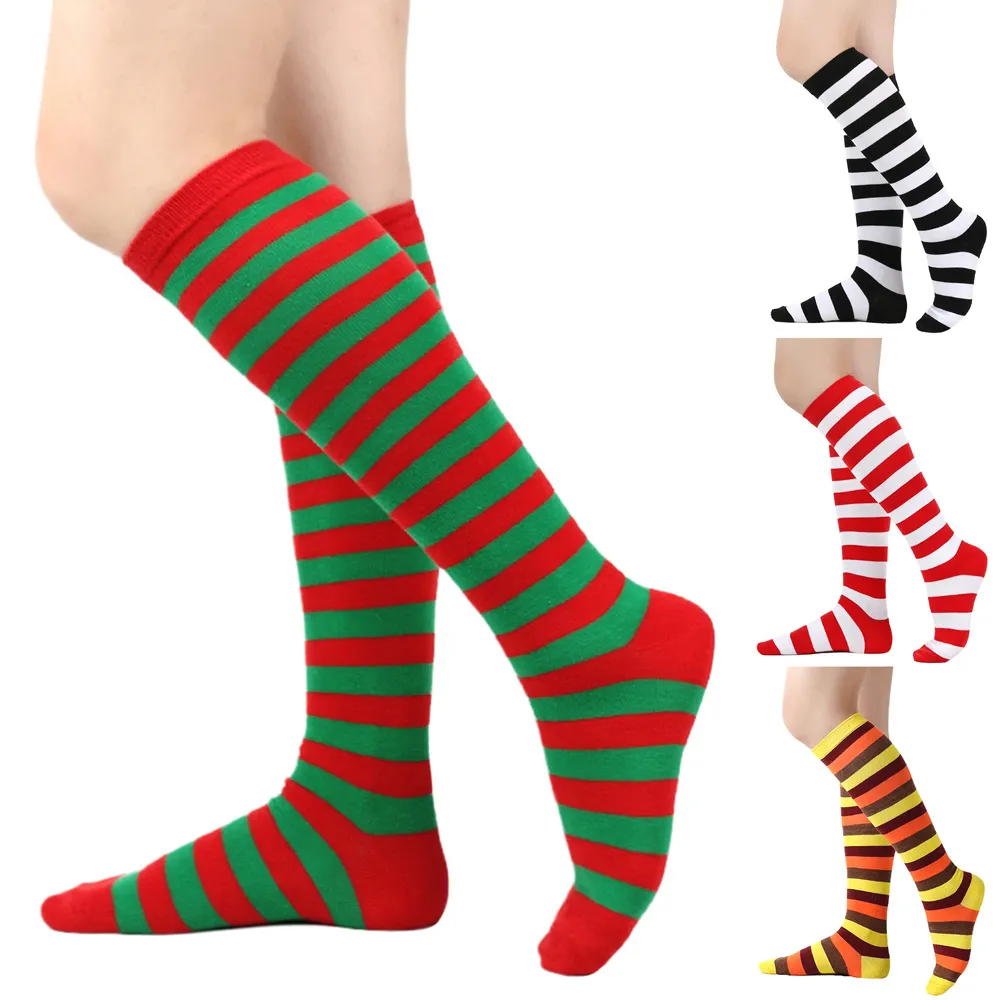 Stripe Christmas Stocking Knee Length Socks for Women